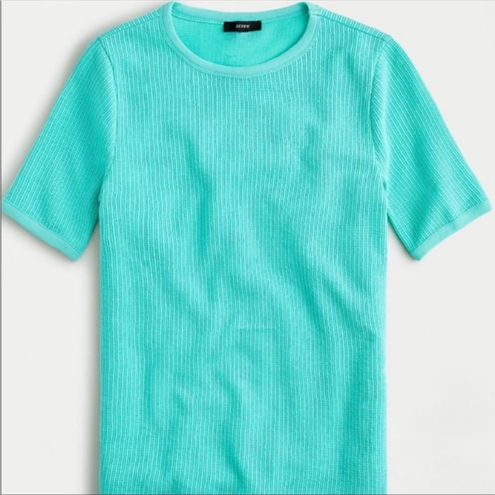 J Crew Mint Green Waffle Short Sleeve Fitted Tee Size XS NWT